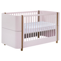 Berço Mini Cama Kim - Sleeper Cor:Rosa com Madeira