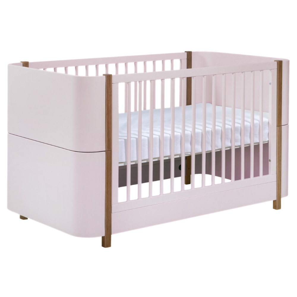 Berço Mini Cama Kim - Sleeper Cor:Rosa com Madeira