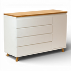 Cômoda Badá Branco BAD-171 com 4 Gavetas e 1 Porta Pés Fixos Tampo Madeira - Kartoon