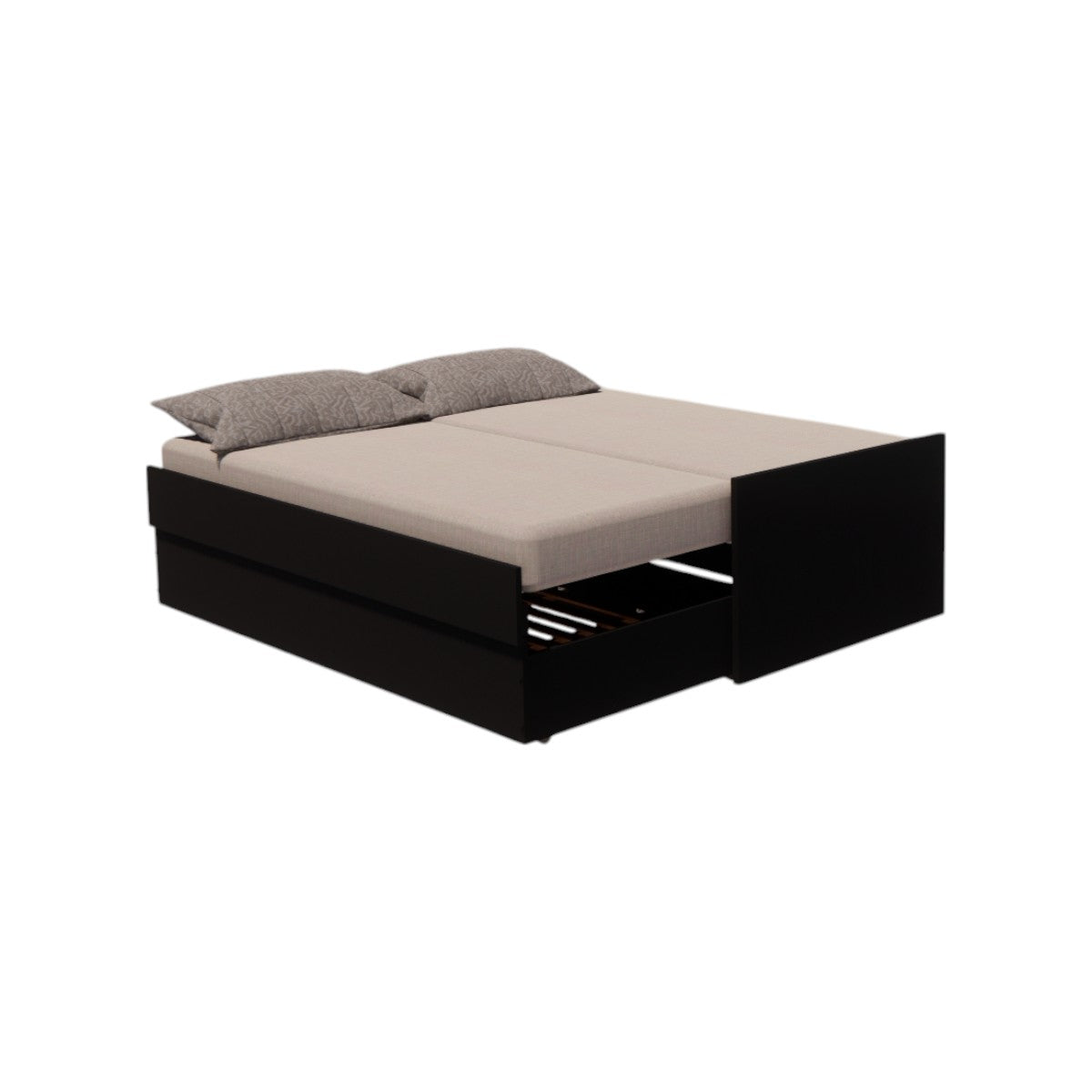 Cama Bicama Solteiro e Casal Versatile 3 em 1 em MDF - Kartoon - Preto