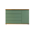 Cômoda Bada BAD-471 com 4 Gavetas e 1 Porta com Rodízios - Kartoon Cor:Verde Natureza com Madeira