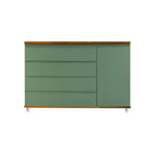 Cômoda Bada BAD-471 com 4 Gavetas e 1 Porta com Rodízios - Kartoon Cor:Verde Natureza com Madeira
