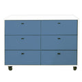 Cômoda Fazenda 6 Gavetas Caixa Branco FAZ-002 - Kartoon - Cor:Frente de Gavetas Azul Gude