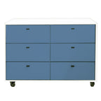 Cômoda Fazenda 6 Gavetas Caixa Branco FAZ-002 - Kartoon - Cor:Frente de Gavetas Azul Gude