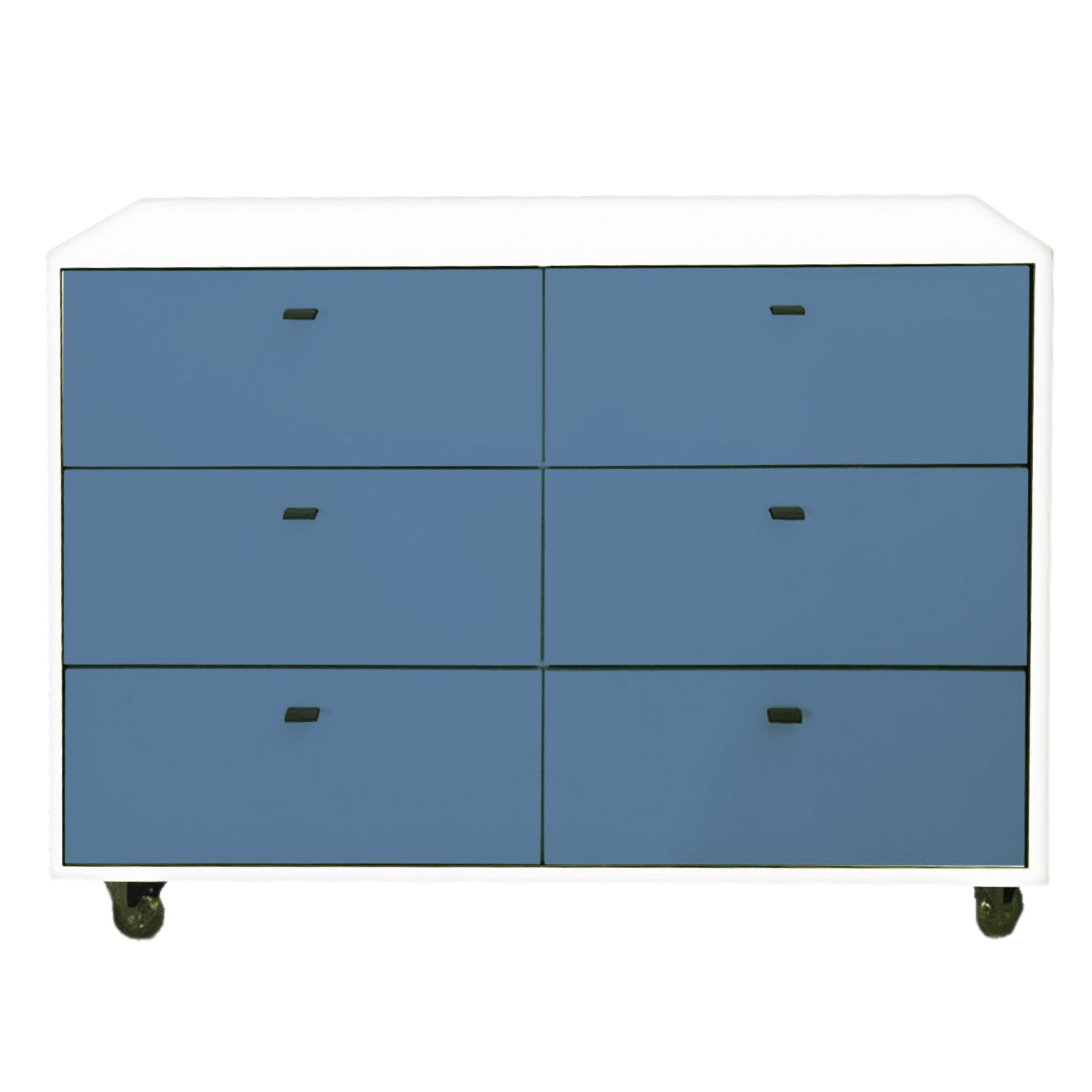 Cômoda Fazenda 6 Gavetas Caixa Branco FAZ-002 - Kartoon - Cor:Frente de Gavetas Azul Gude