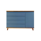 Cômoda Badá BAD-171 com 4 Gavetas e 1 Porta Pés Fixos - Kartoon Cor:Azul Gude com Madeira