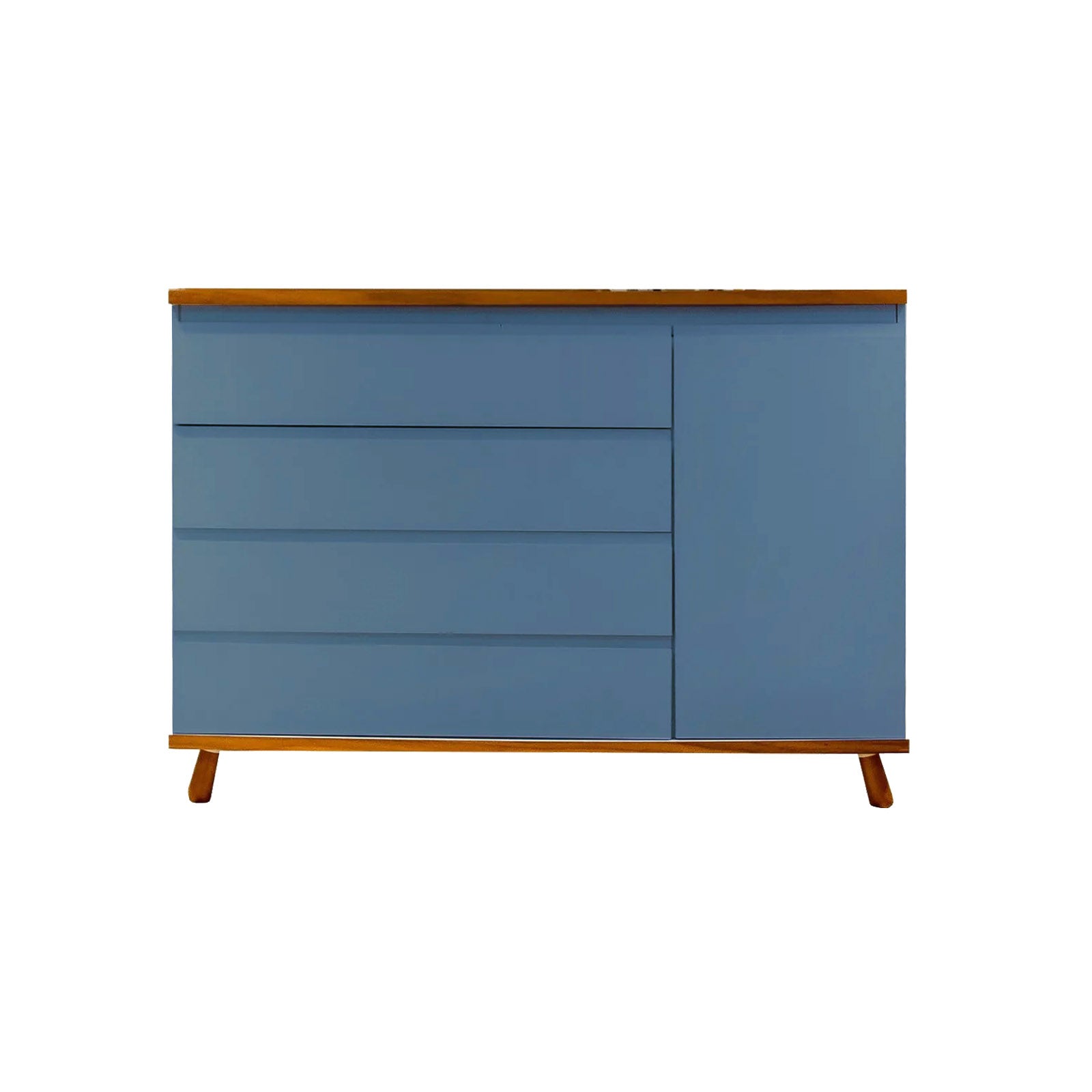 Cômoda Badá BAD-171 com 4 Gavetas e 1 Porta Pés Fixos - Kartoon Cor:Azul Gude com Madeira