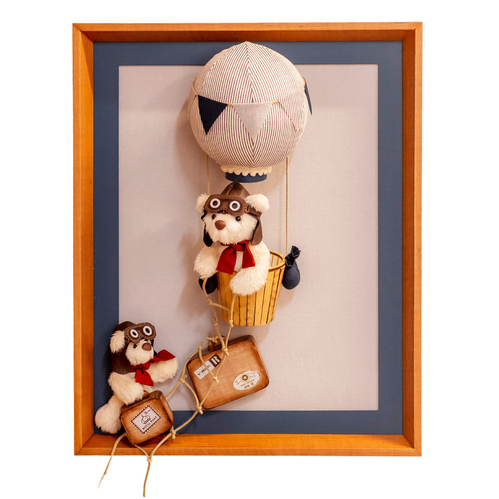 Kit 2 Quadros Decorativos Urso Aviador 63x53cm