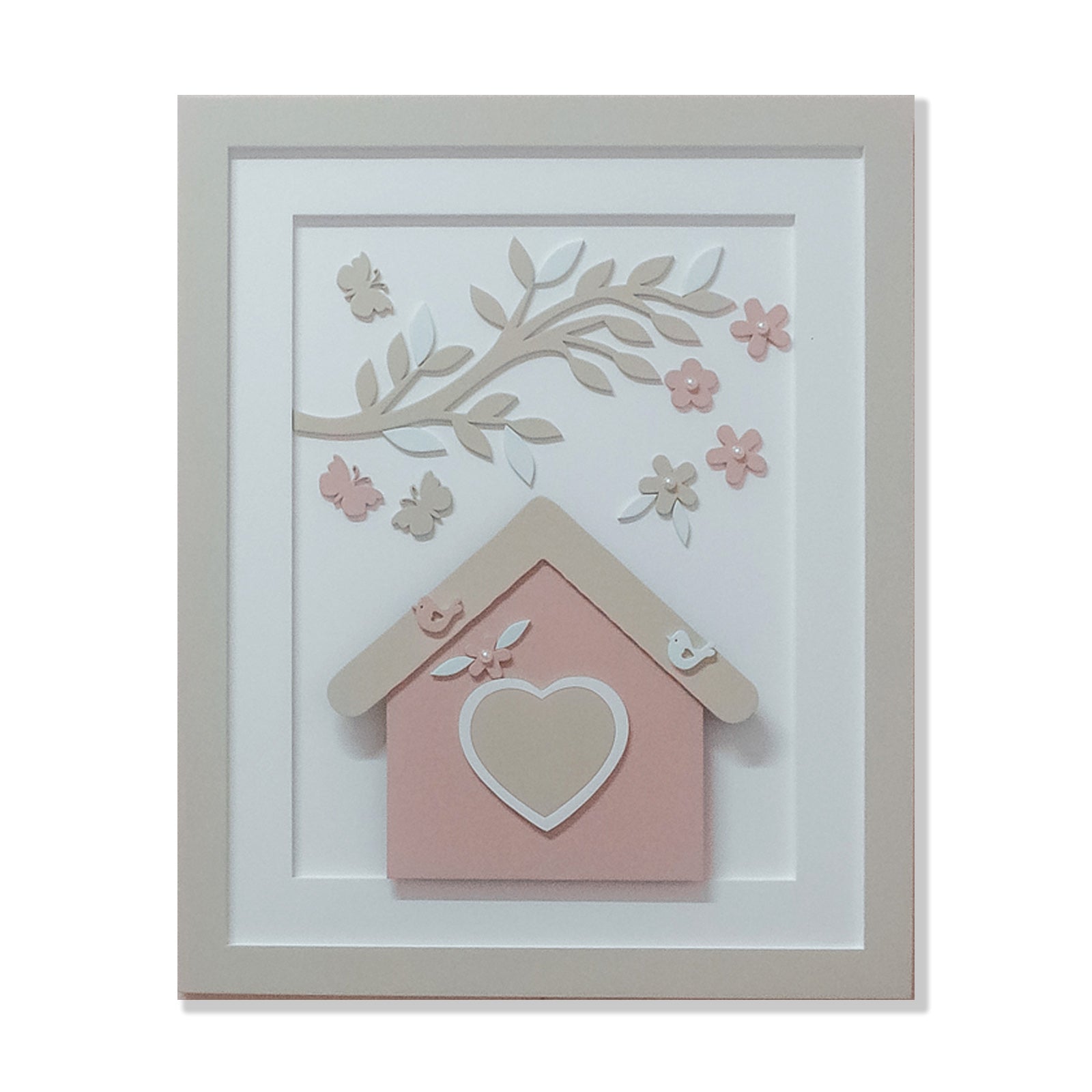 Quadro Decorativo com LED Casinha Bege